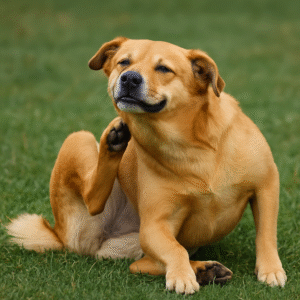 Dog with severe itching due to allergies